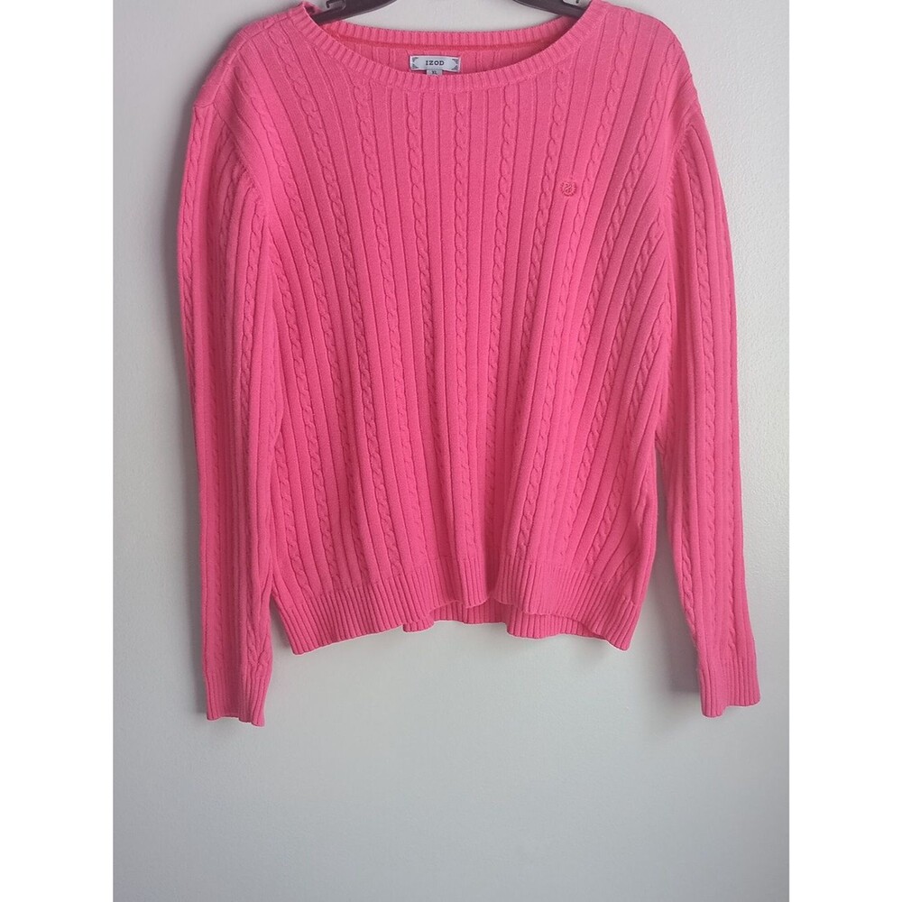 Hot Pink IZOD Cotton Cable Sweater